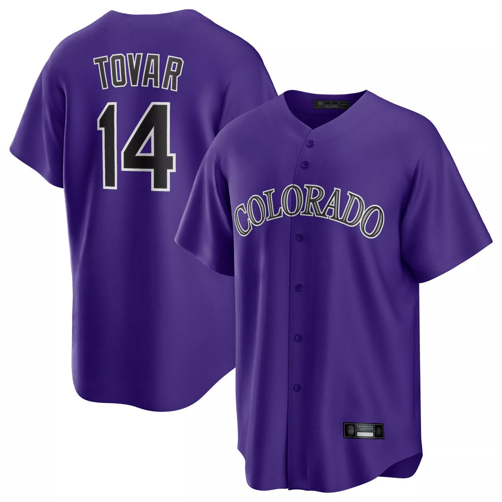 Fenge C.Rockies #14 Ezequiel Tovar Player Purple Game Home Stitched Jerseys