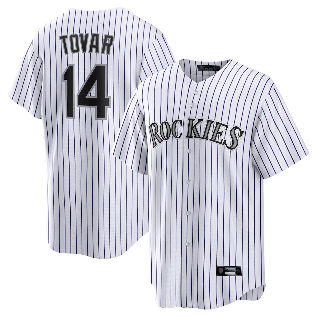 Fenge C.Rockies #14 Ezequiel Tovar Player White Game Home Stitched Jerseys