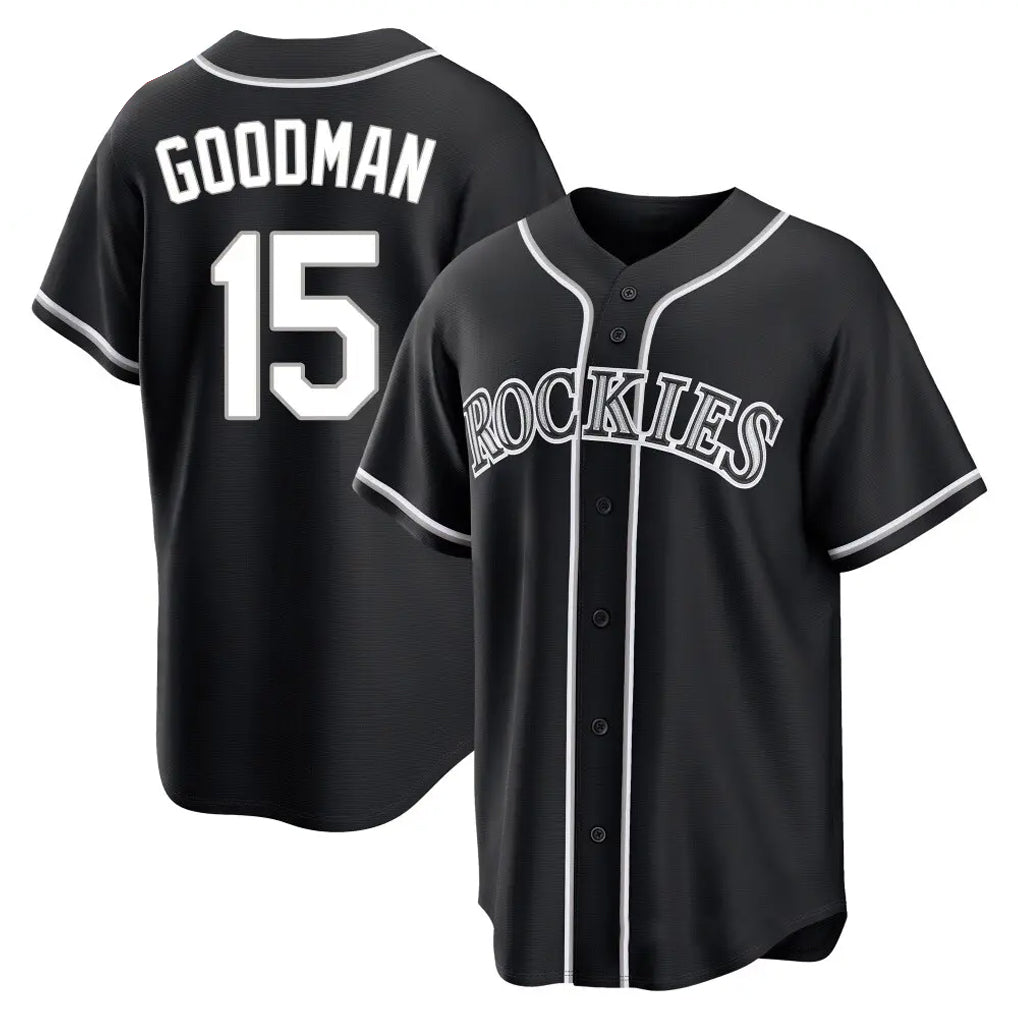Fenge C.Rockies #15 Hunter Goodman Player Black Fashion Out Home Game Stitched Jerseys