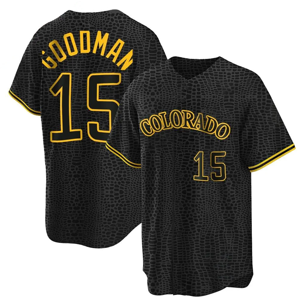 Fenge C.Rockies #15 Hunter Goodman Player Black Snake Skin City Home Game Stitched Jerseys