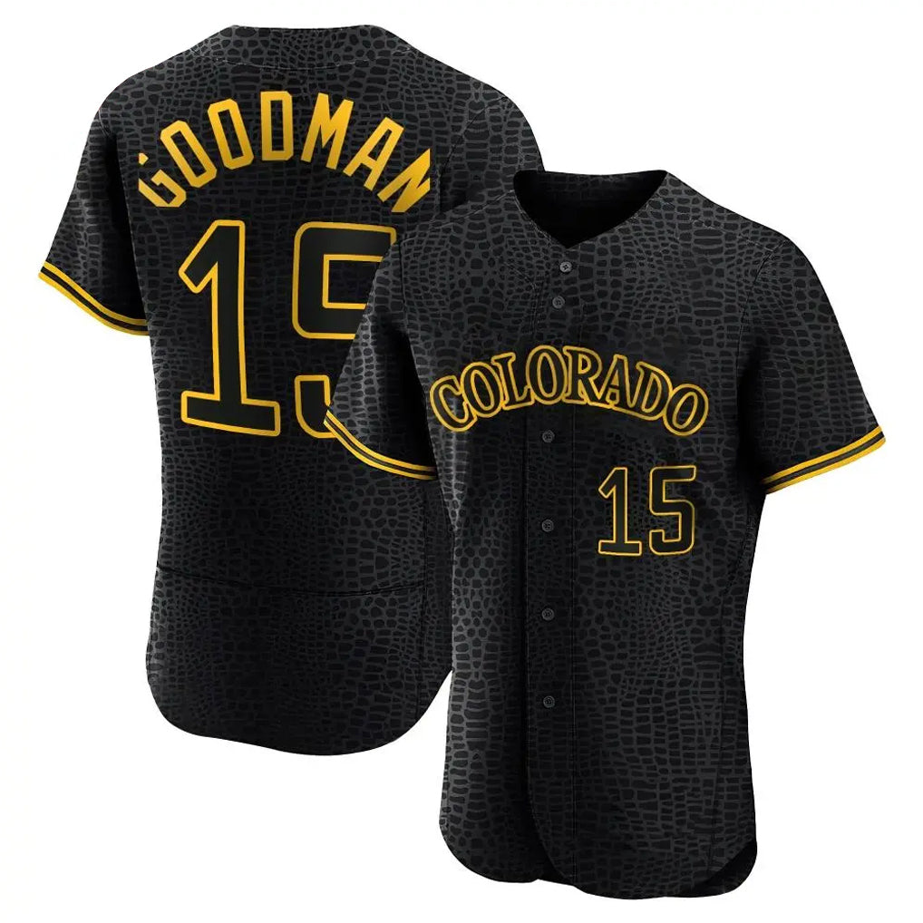 Fenge C.Rockies #15 Hunter Goodman Player Black Snake Skin City Limited Elite Home Stitched Jerseys