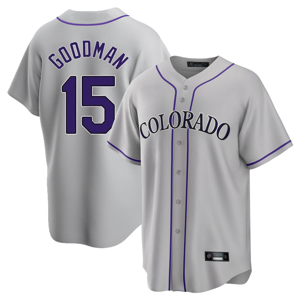 Fenge C.Rockies #15 Hunter Goodman Player Gray Game Home Stitched Jerseys