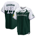 Fenge C.Rockies #15 Hunter Goodman Player Green City Connect Home Game Stitched Jerseys