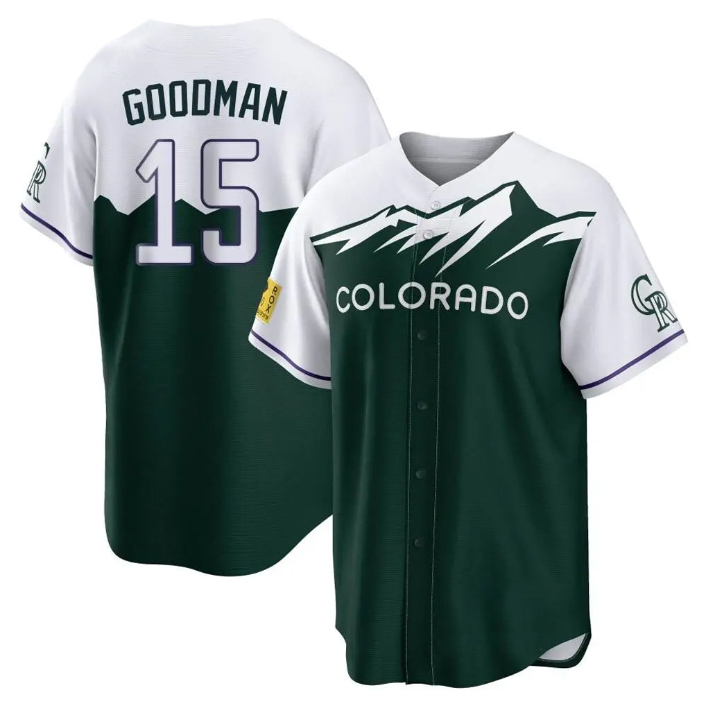 Fenge C.Rockies #15 Hunter Goodman Player Green City Connect Home Game Stitched Jerseys