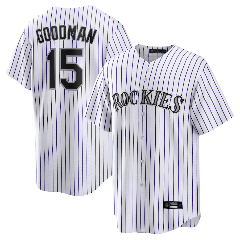 Fenge C.Rockies #15 Hunter Goodman Player White Game Home Stitched Jerseys