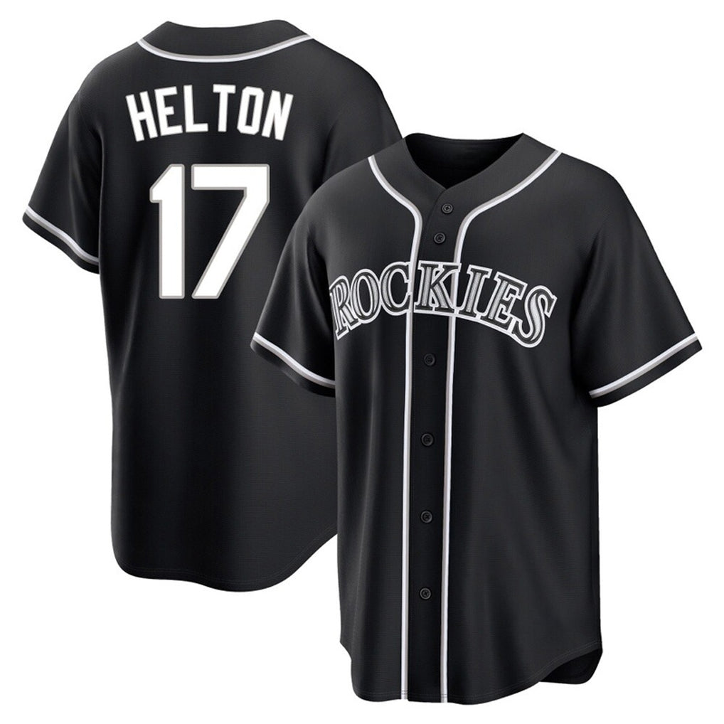 Fenge C.Rockies #17 Todd Helton Player Black Fashion Out Home Game Stitched Jerseys