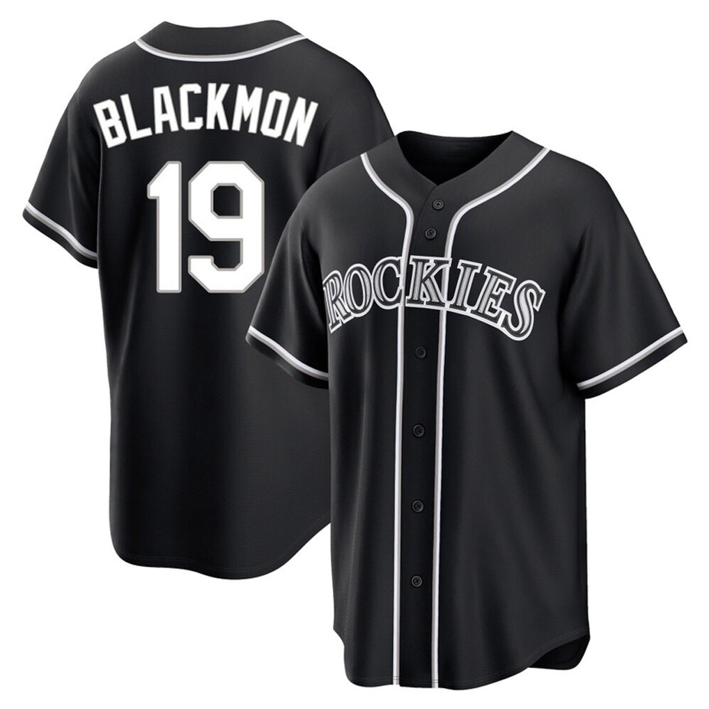 Fenge C.Rockies #19 Charlie Blackmon Player Black Fashion Out Home Game Stitched Jerseys