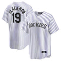 Fenge C.Rockies #19 Charlie Blackmon Player White Game Home Stitched Jerseys