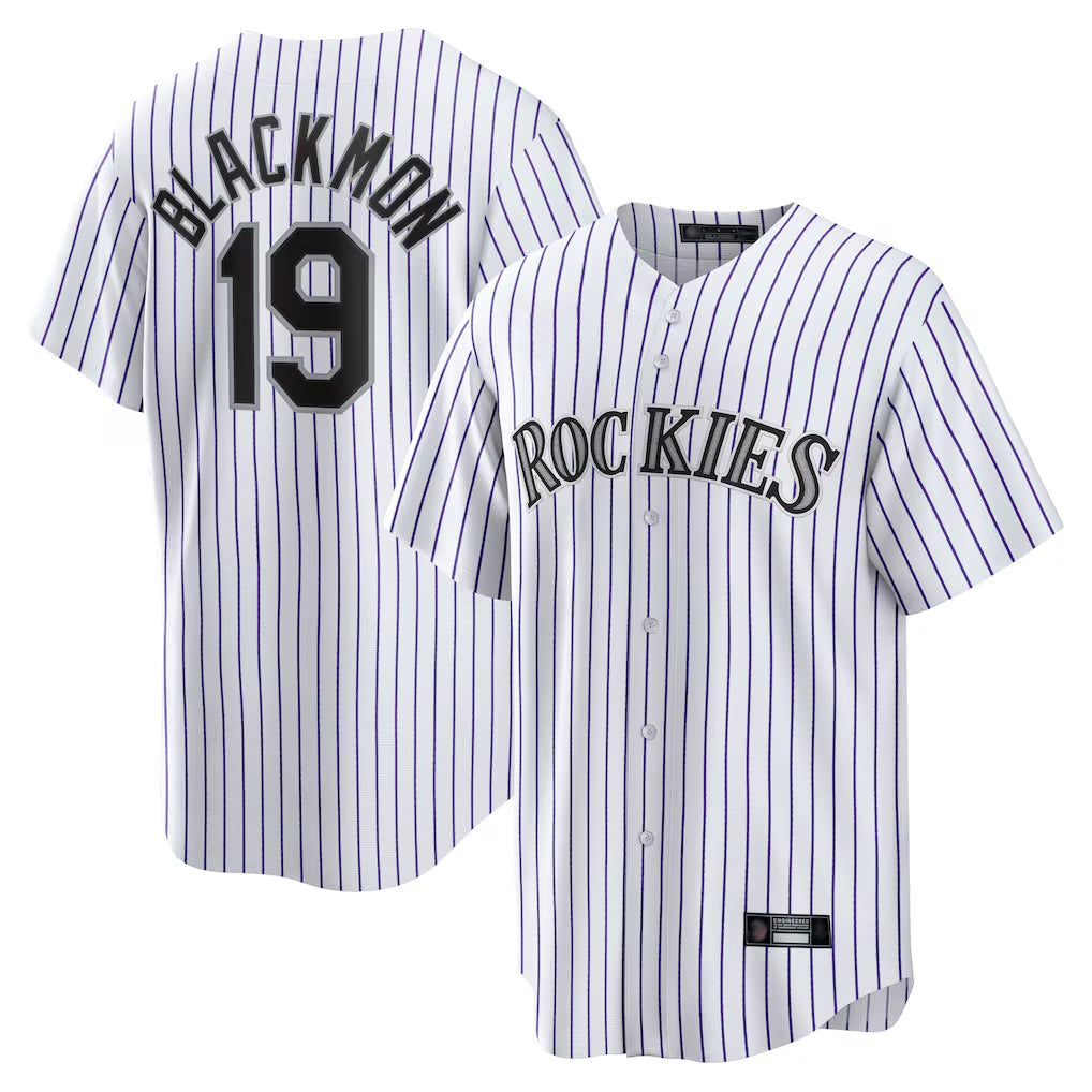 Fenge C.Rockies #19 Charlie Blackmon Player White Game Home Stitched Jerseys