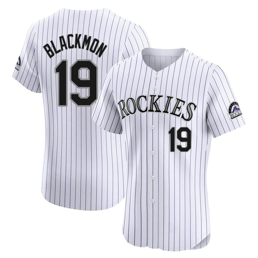 Fenge C.Rockies #19 Charlie Blackmon Player White Limited Elite Home Stitched Jerseys