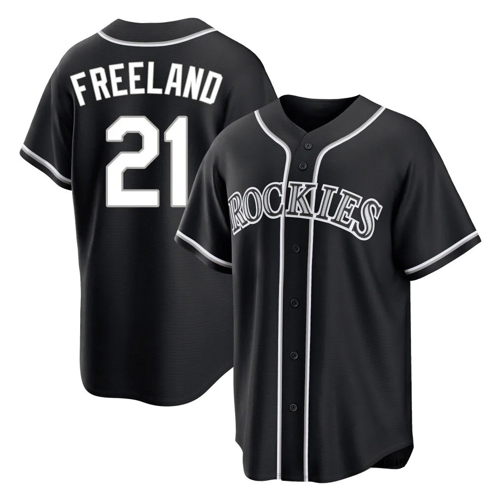 Fenge C.Rockies #21 Kyle Freeland Player Black Fashion Out Home Game Stitched Jerseys