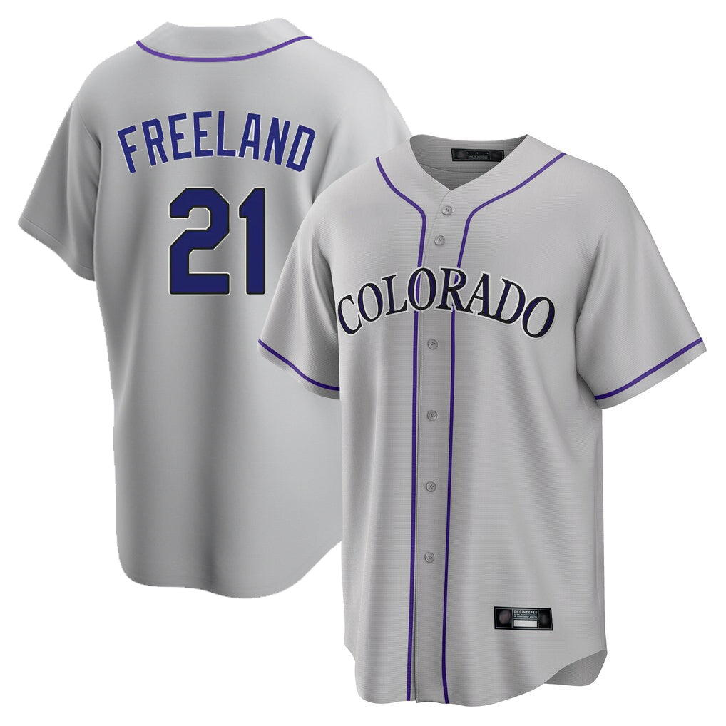 Fenge C.Rockies #21 Kyle Freeland Player Gray Game Home Stitched Jerseys