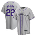 Fenge C.Rockies #22 Mickey Moniak Player Gray Game Home Stitched Jerseys