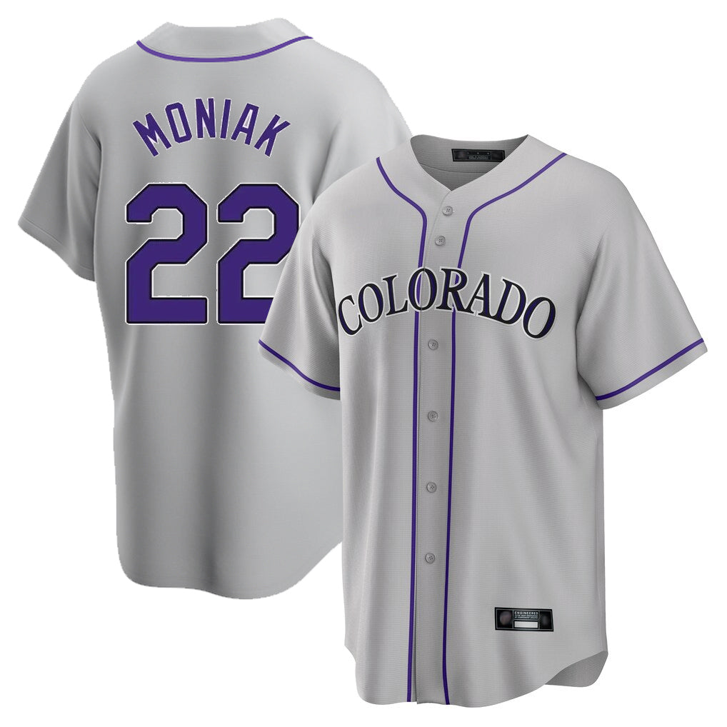 Fenge C.Rockies #22 Mickey Moniak Player Gray Game Home Stitched Jerseys
