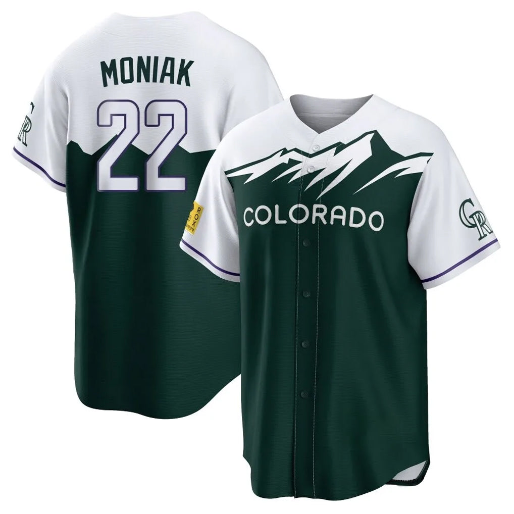 Fenge C.Rockies #22 Mickey Moniak Player Green City Connect Home Game Stitched Jerseys