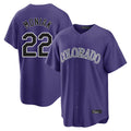 Fenge C.Rockies #22 Mickey Moniak Player Purple Game Home Stitched Jerseys