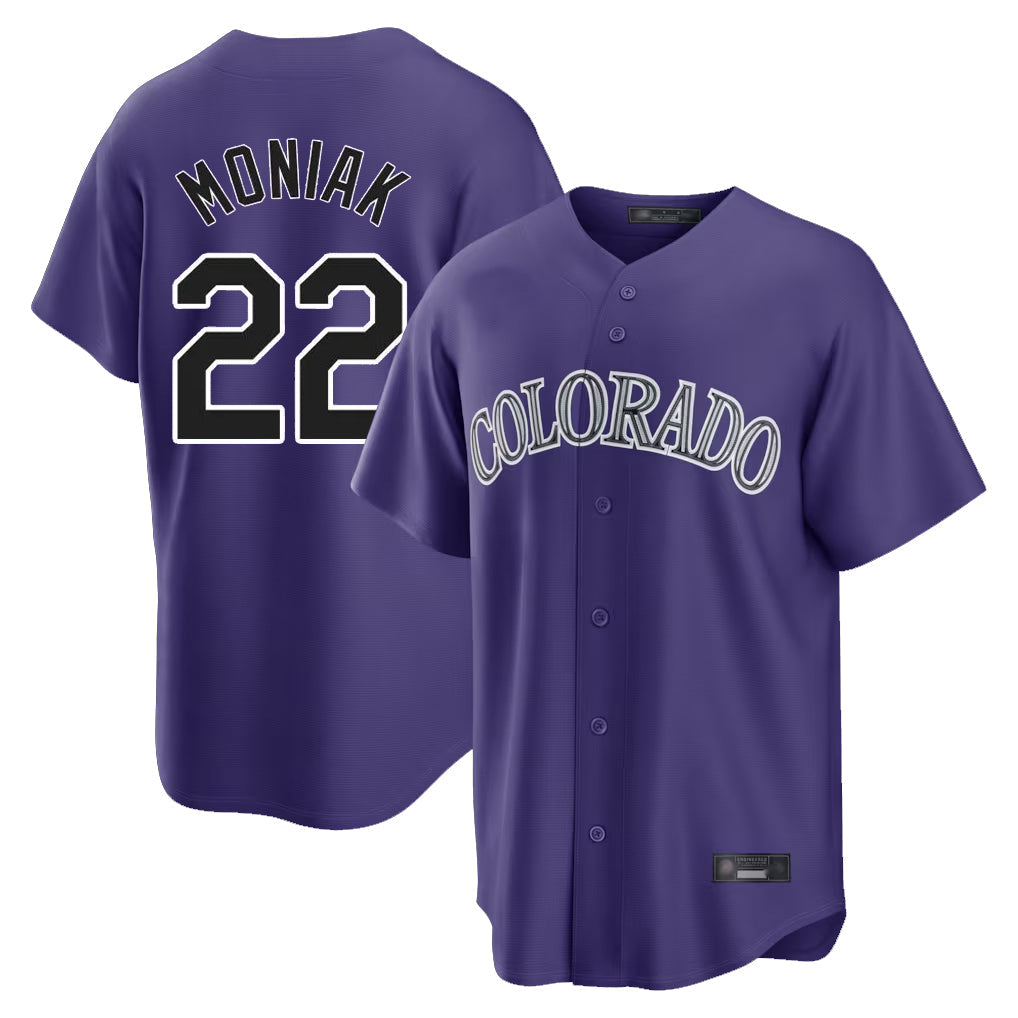 Fenge C.Rockies #22 Mickey Moniak Player Purple Game Home Stitched Jerseys