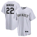 Fenge C.Rockies #22 Mickey Moniak Player White Game Home Stitched Jerseys