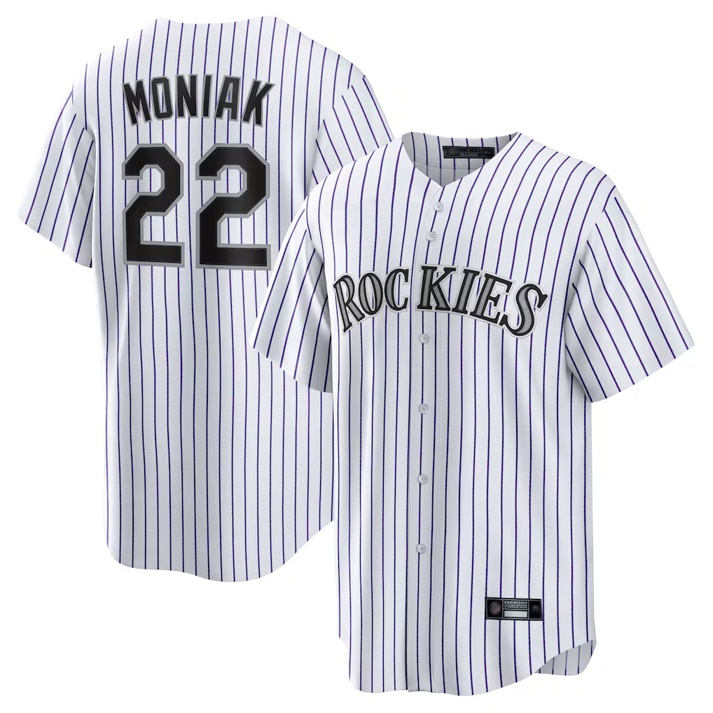 Fenge C.Rockies #22 Mickey Moniak Player White Game Home Stitched Jerseys