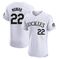 Fenge C.Rockies #22 Mickey Moniak Player White Limited Elite Home Stitched Jerseys