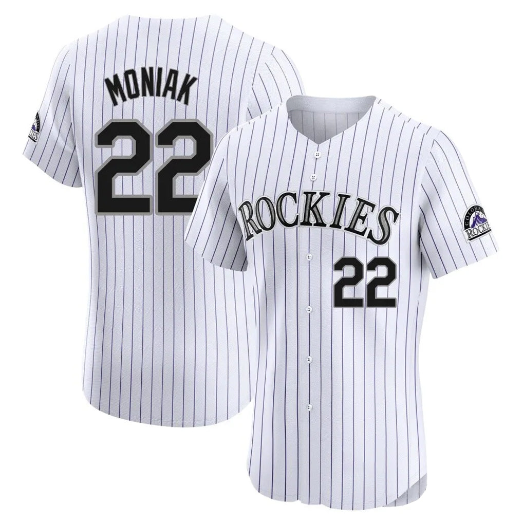 Fenge C.Rockies #22 Mickey Moniak Player White Limited Elite Home Stitched Jerseys