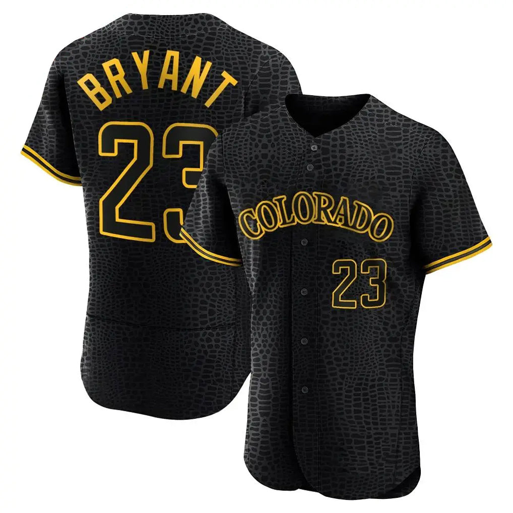 Fenge C.Rockies #23 Kris Bryant Player Black Snake Skin City Limited Elite Home Stitched Jerseys