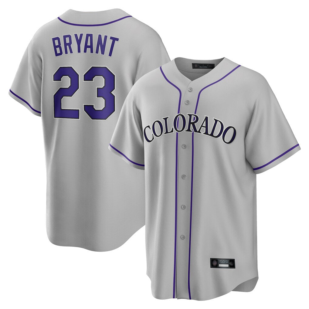 Fenge C.Rockies #23 Kris Bryant Player Gray Game Home Stitched Jerseys