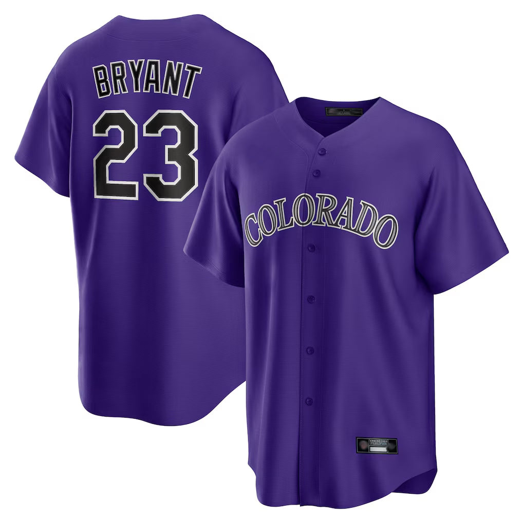 Fenge C.Rockies #23 Kris Bryant Player Purple Game Home Stitched Jerseys
