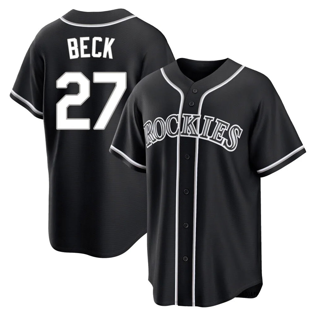 Fenge C.Rockies #27 Jordan Beck Player Black Fashion Out Home Game Stitched Jerseys