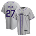 Fenge C.Rockies #27 Jordan Beck Player Gray Game Home Stitched Jerseys