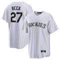 Fenge C.Rockies #27 Jordan Beck Player White Game Home Stitched Jerseys