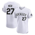 Fenge C.Rockies #27 Jordan Beck Player White Limited Elite Home Stitched Jerseys