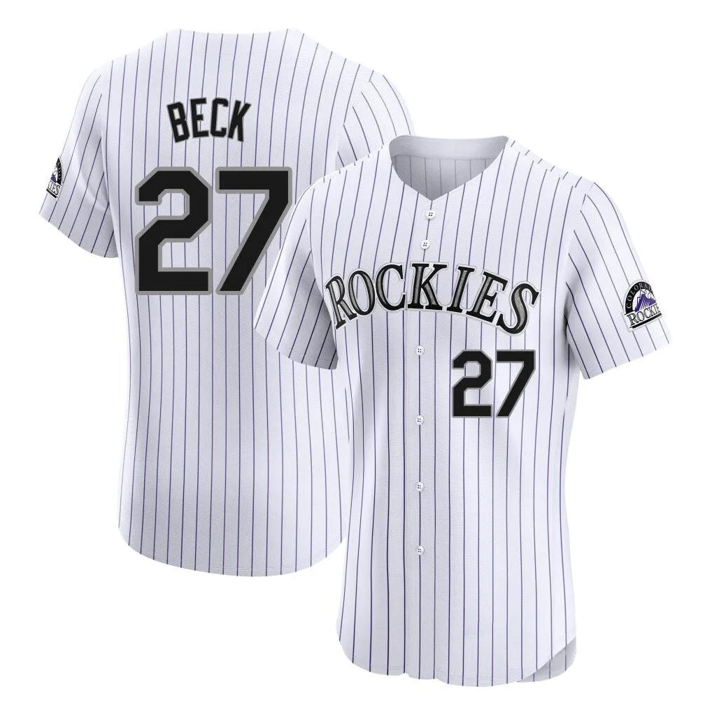 Fenge C.Rockies #27 Jordan Beck Player White Limited Elite Home Stitched Jerseys