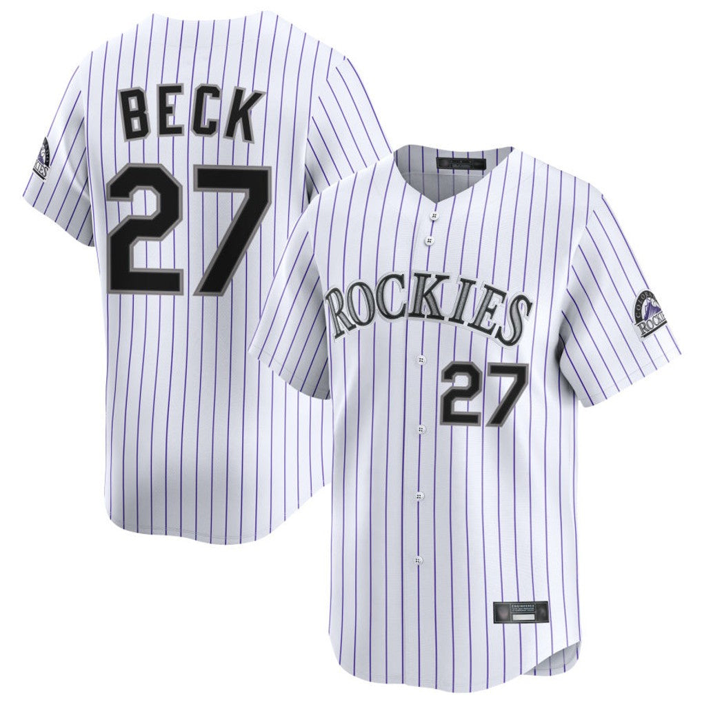 Fenge C.Rockies #27 Jordan Beck Player White Limited Home Stitched Jersey