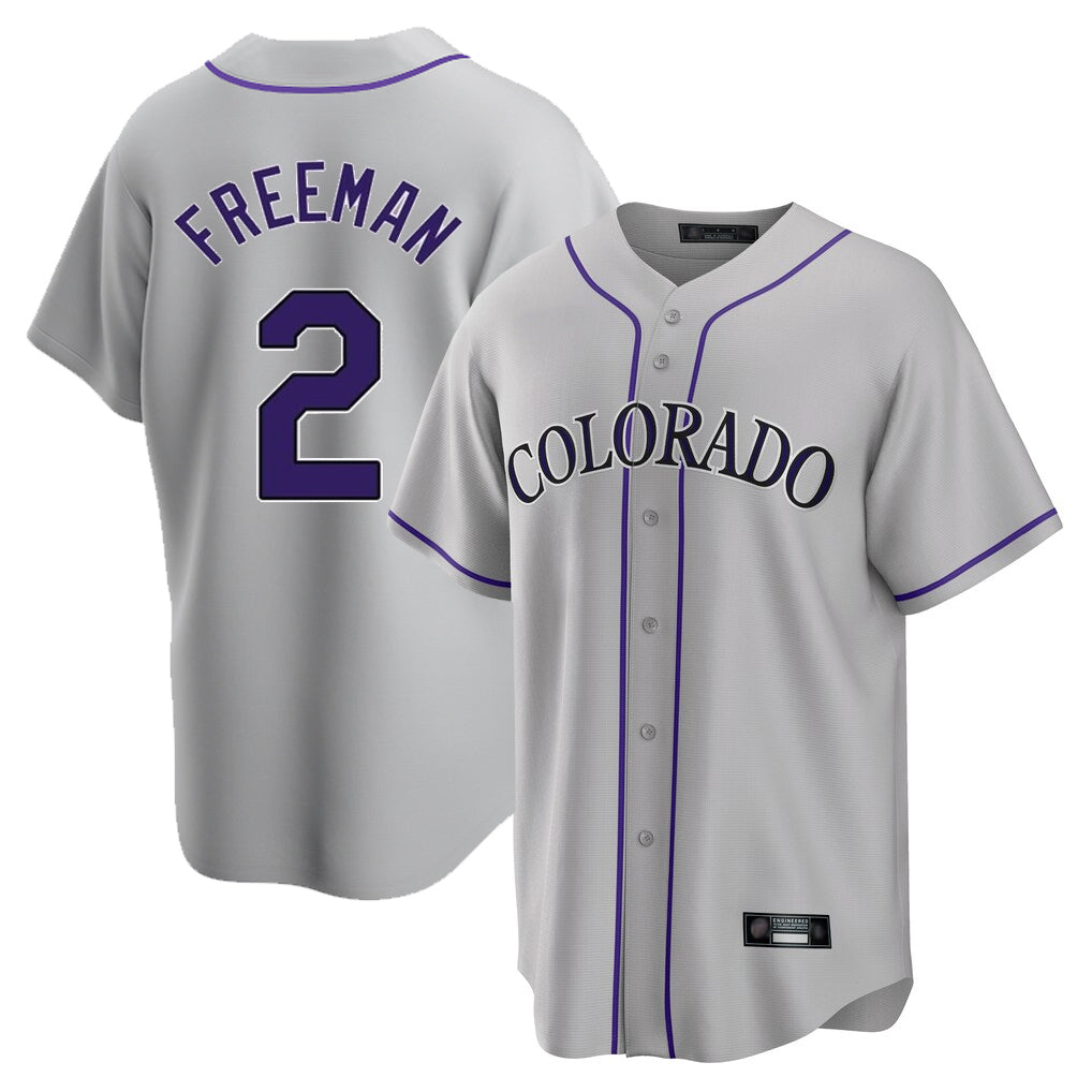 Fenge C.Rockies #2 Tyler Freeman Player Gray Game Home Stitched Jerseys