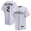 Fenge C.Rockies #2 Tyler Freeman Player White Game Home Stitched Jerseys