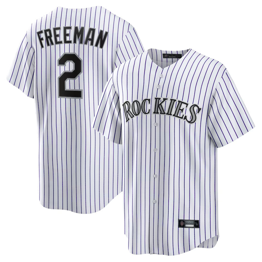 Fenge C.Rockies #2 Tyler Freeman Player White Game Home Stitched Jerseys
