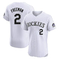 Fenge C.Rockies #2 Tyler Freeman Player White Limited Elite Home Stitched Jerseys