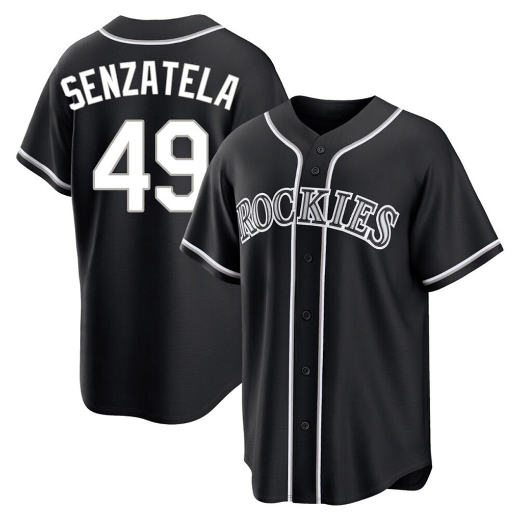 Fenge C.Rockies #49 Antonio Senzatela Player Black Fashion Out Home Game Stitched Jerseys