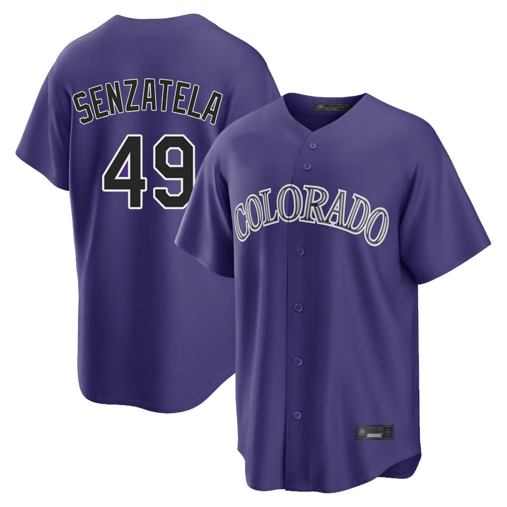 Fenge C.Rockies #49 Antonio Senzatela Player Purple Game Home Stitched Jerseys