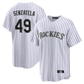 Fenge C.Rockies #49 Antonio Senzatela Player White Game Home Stitched Jerseys