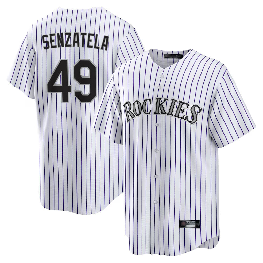 Fenge C.Rockies #49 Antonio Senzatela Player White Game Home Stitched Jerseys