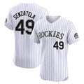 Fenge C.Rockies #49 Antonio Senzatela Player White Limited Elite Home Stitched Jerseys