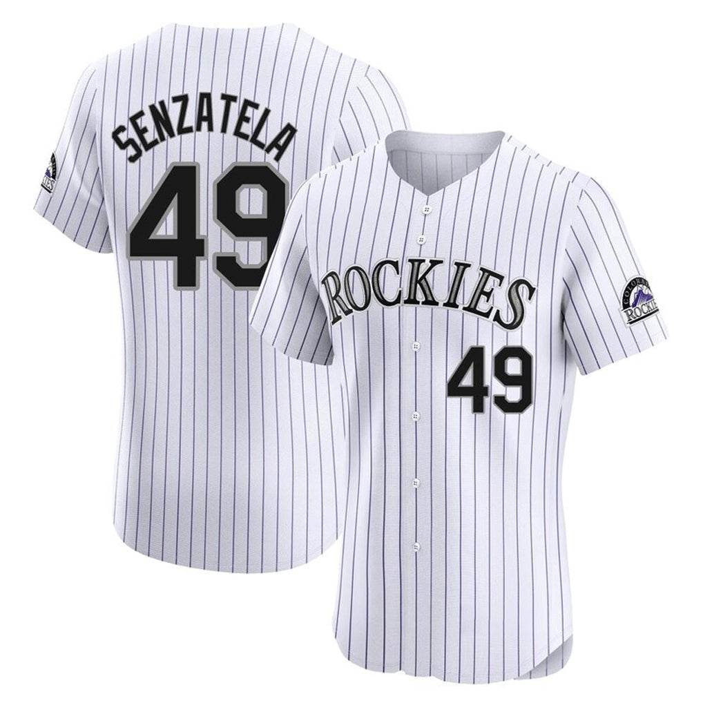 Fenge C.Rockies #49 Antonio Senzatela Player White Limited Elite Home Stitched Jerseys