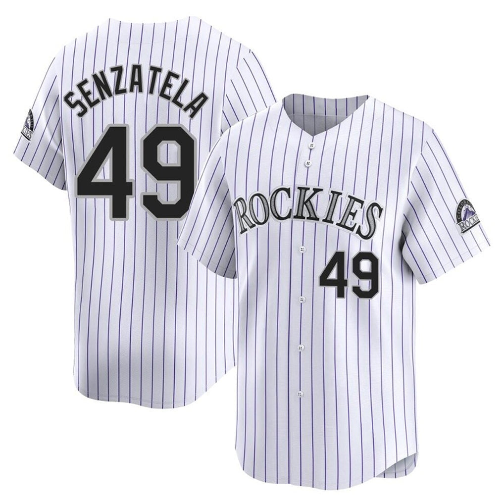 Fenge C.Rockies #49 Antonio Senzatela Player White Limited Home Stitched Jerseys