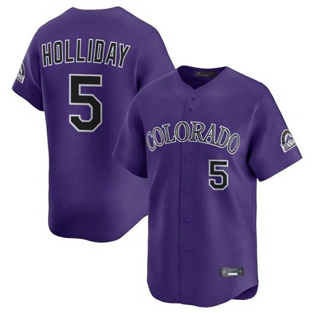 Fenge C.Rockies #5 Matt Holliday Player Purple Limited Home Stitched Jerseys