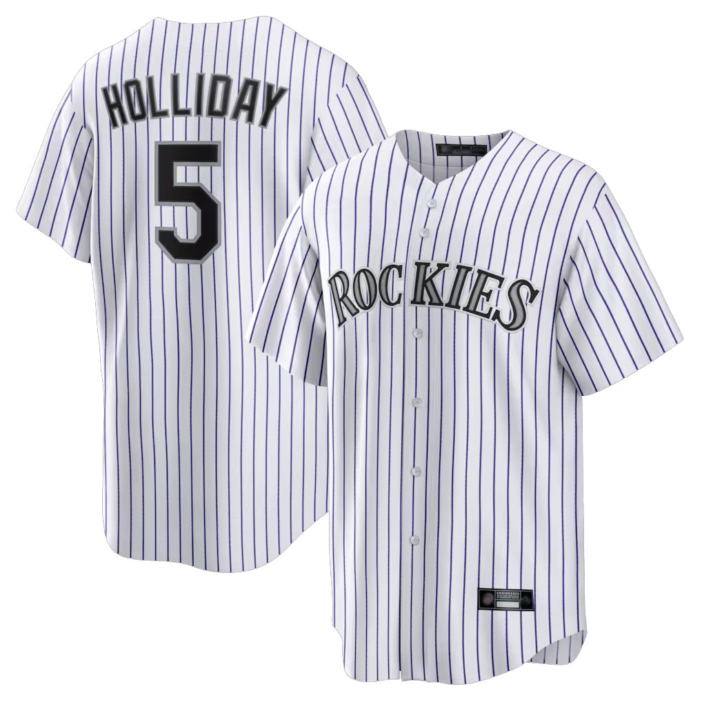 Fenge C.Rockies #5 Matt Holliday Player White Game Home Stitched Jerseys