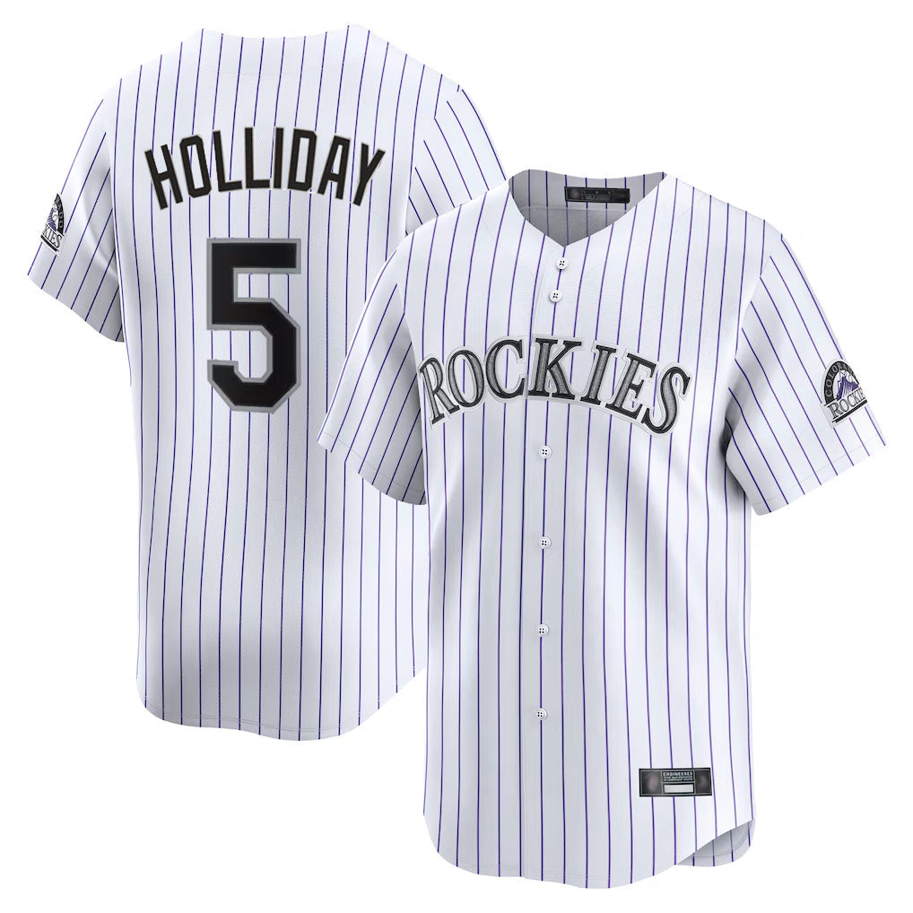 Fenge C.Rockies #5 Matt Holliday Player White Limited Home Stitched Jerseys