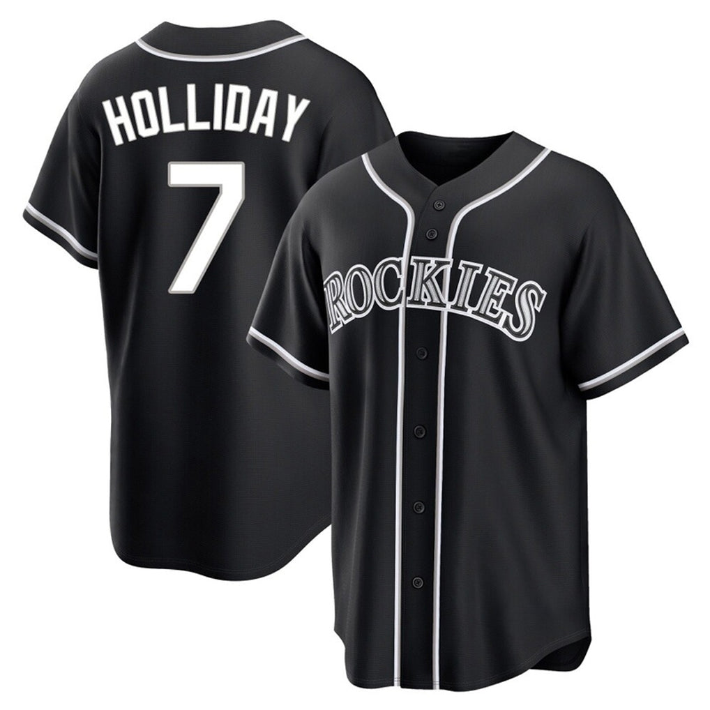 Fenge C.Rockies #7 Matt Holliday Player Black Fashion Out Home Game Stitched Jerseys