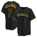Fenge C.Rockies #7 Matt Holliday Player Black Snake Skin City Home Game Stitched Jerseys